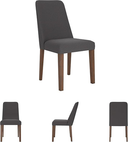 Signature Design by Ashley Lyncott Contemporary Dining Room Upholstered Side Chair with Foam Cushion, Set of 2, Dark Gray & Brown