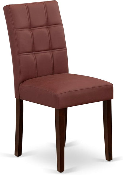East West Furniture DOAS5-MAH-26 5 Piece Dining Room Table Set Includes A Kitchen Table and 4 Burgundy Polyester Fabric Padded Chairs, Mahogany