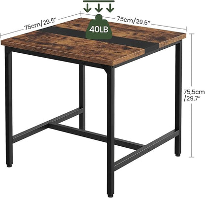Square Kitchen Dining Table, 29.5'' Dining Table, Small Dining Tables, Writing Desk, Coffee Tables, for Restaurant, Living Room, Apartment, Rustic Brown and Black TCZ02BF