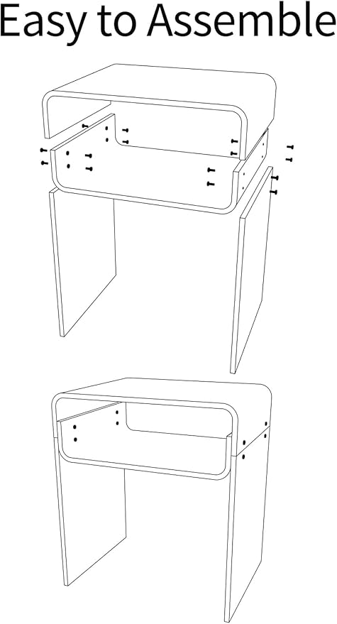 Clear Acrylic End Table 2-Tier Bedside nightstand for Living Room Bedroom Home Decor (Clear)