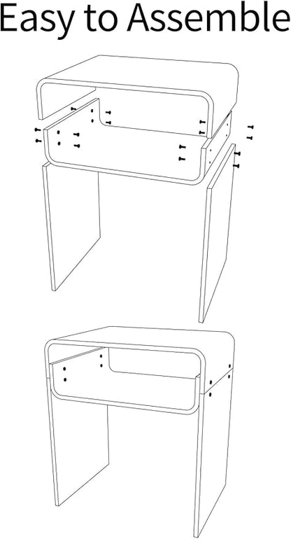Clear Acrylic End Table 2-Tier Bedside nightstand for Living Room Bedroom Home Decor (Clear)