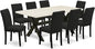 East West Furniture X627AB624-9 9 Piece Dining Set Includes a Rectangle Dining Room Table with X-Legs and 8 Black Color Linen Fabric Upholstered Parson Chairs, 40x72 Inch, Multi-Color