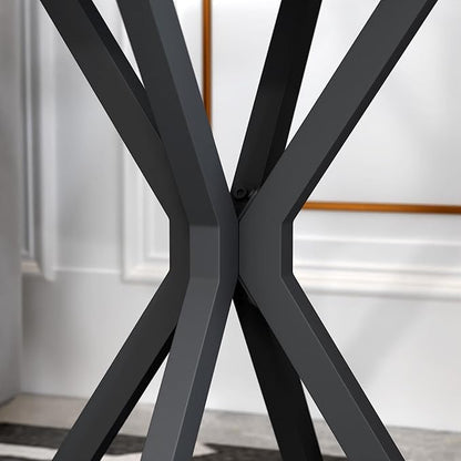 Round Side Table Set of 2, Modern Stylish End Tables with Faux Marble Top and Black Metal Legs,Durable Sofa Side Tables for Living Room Bedroom
