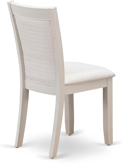 East West Furniture V027MZ001-7 7 Piece Dining Set Consist of a Rectangle Dining Room Table with V-Legs and 6 Cream Linen Fabric Upholstered Parson Chairs, 40x72 Inch, Multi-Color