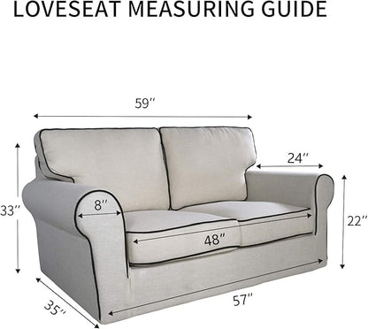 PureFit Reversible Sofa Cover Water Resistant Loveseat Couch Cover, Machine Washable Furniture Cover with Non-Slip Foam and Adjustable Strap for Dogs, Pets (Loveseat, Beige/Ivory)