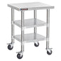DuraSteel Stainless Steel Work Table 24" x 24" x 34" Height w/ 4 Caster Wheels - Food Prep Commercial Grade Worktable - NSF Certified - Good for Restaurant, Business, Warehouse, Home, Kitchen, Garage