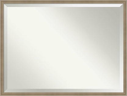 Amanti Art Brown Bathroom Mirror for Over Sink, 32x42 Florence Light Brown Rectangle Vanity Mirror, X-Large Casual Frame, Hangs Horizonally and Vertically, Bathroom Wall Decor, Beveled Edge