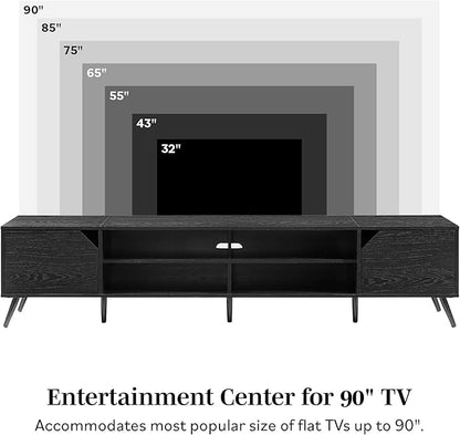 Walker Edison Nora Modern Minimal Open-Shelf TV Stand for TVs up to 90 Inches, 80 Inch, Black