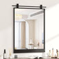 24x36 Inch Rectangle Bathroom Vanity Mirror for Wall Mounted Over Sink Farmhouse Rustic Matte Black Frame Barn Door Mirrors Foyer Entryway Decor