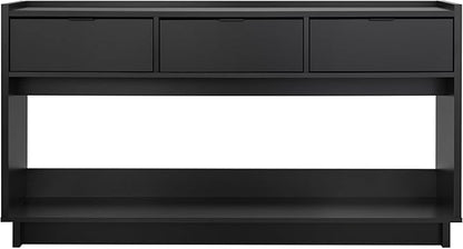 Prepac Black Simply Modern Entryway Table, Narrow Console Table with 3 Drawers, Media Console with Storage, 15.75" D x 60.25" W x 32" H