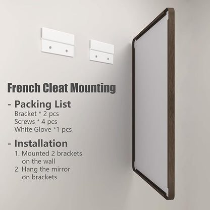 26x36 Inch Bronze Framed Mirror, Brushed Bronze Metal Bathroom Vanity Mirror for Wall, Modern Rectangle Mirror, Rounded Corner, Anti-Rust (Horizontal/Vertical)
