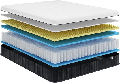 Full Mattress, 12 Inch Full Size Mattress Bed in a Box,Memory Foam & Pocket Springs, Medium Feel, Cool Sleep & Pressure Relief, 120-Night Trial