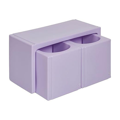 ECR4Kids Tri-Me Table and Cube Chair Set, Multipurpose Furniture, Light Purple, 3-Piece