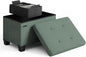 STORAGEBUD Storage Ottoman Cube with Small Bin, 16-in Square Ottoman with Storage for Living Room and Bedroom, Small Ottomans Foot Rest, Fabric Foot Stools Ottomans Max 330lbs, Green