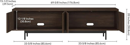 Henn&Hart Rectangular TV Stand for TV's up to 75" in Warm Brown, for Home, Living Room, Bedroom, Entertainment Room, Office