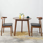 24" Round 3 Legs Casual Dining Table, Walnut Brown Rubberwood Coffee Table End Table Modern Leisure Table Small Dining Room Kitchen Furniture for Small Space