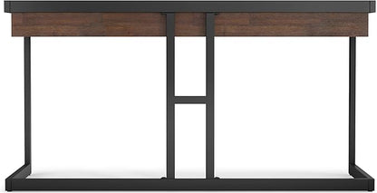 SIMPLIHOME Erina Desk - 60-Inch Wide Solid Acacia Wood and Metal Writing Desk in Distressed Charcoal Brown, Modern Industrial Home Office Computer Table for Study with 2 Drawers and Keyboard Tray