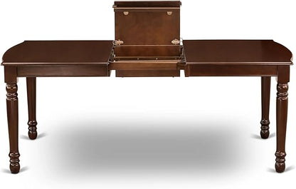 East West Furniture DOAS5-MAH-26 5 Piece Dining Room Table Set Includes A Kitchen Table and 4 Burgundy Polyester Fabric Padded Chairs, Mahogany