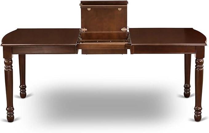 East West Furniture DODA5-MAH-13 5 Piece Dinette Set Includes a Rectangle Dining Table with Butterfly Leaf and 4 Polyester Fabric Upholstered Chairs, 42x78 Inch, Mahogany