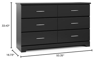 Storkcraft Brookside 6-Drawer Dresser (Black) – GREENGUARD Gold Certified, Nursery & Kids Storage, Nursery Essentials, Kids Room Storage, Durable Bedroom Dresser
