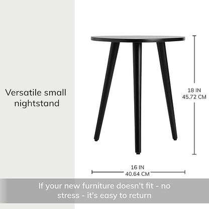 MH London Tri Pin Side Table I Handmade Natural Mango Wood, Naturally Moisture Resistant, Maintenance Free I 16" x 16" x 18" I Tora, Black