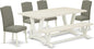 East West Furniture V027EN206-6 6 Piece Kitchen Table Set Contains a Rectangle Dining Table with V-Legs and 4 Dark Shitake Linen Fabric Parson Chairs with a Bench, 40x72 Inch, Multi-Color
