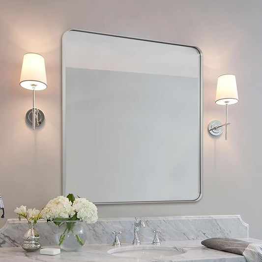 ANDY STAR Brushed Nickel Mirrors for Bathroom Sink,36x40 Inch Bathroom Vanity Mirror with Rectangular Metal Frame-Modern Clean Design with Superior Stainless Steel Frame