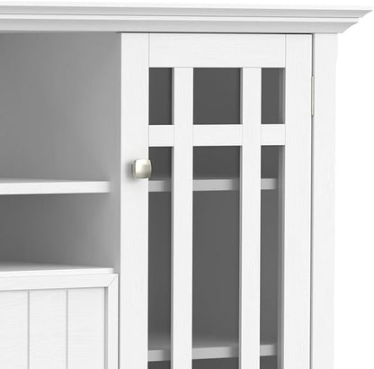 SIMPLIHOME Bedford SOLID WOOD 53 inch Wide Transitional TV Media Stand in White For TVs up to 60 inches for the Living Room and Entertainment Center