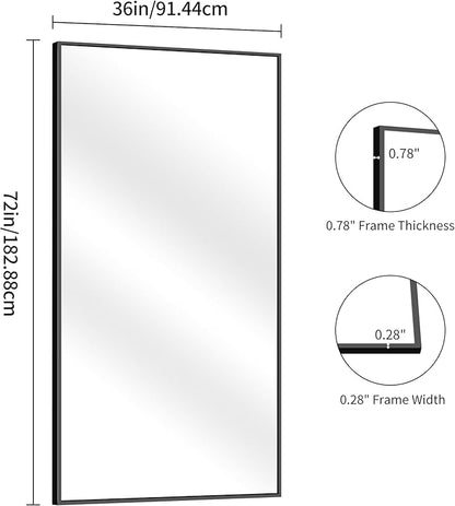 YIROMAN Bathroom Mirror 72"x36", Large Brushed Gold Bathroom Mirror for Over Sink with Aluminum Frame, Rectangular Vanity Mirror with Right Angle, Wall Mirror Hangs Horizontal or Vertical