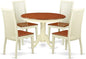 East West Furniture HLIP5-BMK-W 5 Piece Dining Room Furniture Set Includes a Round Kitchen Table with Pedestal and 4 Dining Chairs, 42x42 Inch, Buttermilk & Cherry
