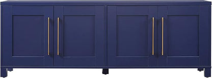 Henn&Hart Rectangular TV Stand for TV's up to 75" in Dark Blue, for Home, Living Room, Bedroom, Entertainment Room, Office