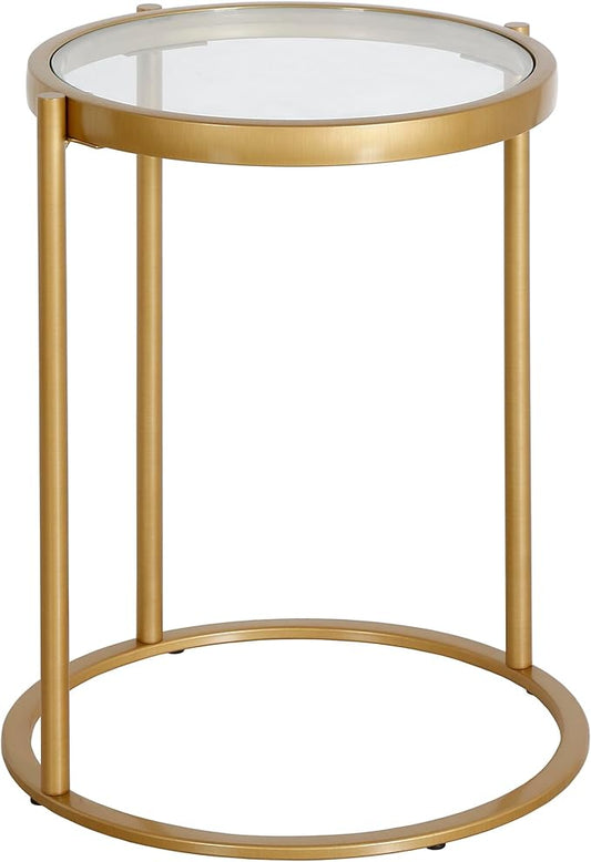 Duxbury 16'' Wide Round Side Table in Brass