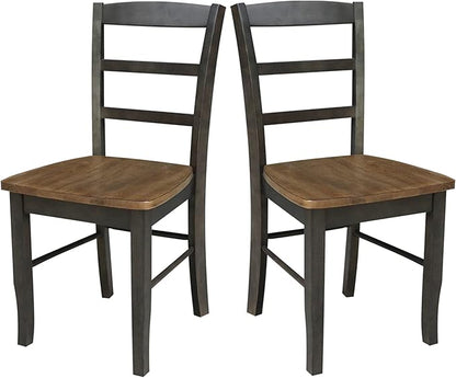 IC International Concepts Set of Two Madrid Ladderback Dining Chairs, Hickory/Washed Coal