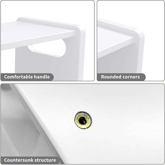 Wooden Step Stool for Kids/Adults,Supports 300 lbs Kids Toddler Stepping Stool for Toilet/Kitchen/Bed,White 2 Packs