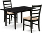 East West Furniture NOPF3-BLK-C 3 Piece Dining Room Table Set Contains a Rectangle Kitchen Table with Butterfly Leaf and 2 Linen Fabric Upholstered Chairs, 32x54 Inch, Black