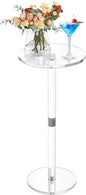 9.8" Round Clear Acrylic End Table - Modern Small Space Side Table for Living Room, Bedroom, Office, Outdoor | Sturdy, Easy to Install, Multi-Purpose