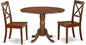 East West Furniture DLBO3-MAH-W 3 Piece Modern Dining Table Set Contains a Round Wooden Table with Dropleaf and 2 Dining Room Chairs, 42x42 Inch, Mahogany