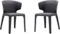 Manhattan Comfort Conrad Mid Century Modern Dining Chairs Woven Tweed Upholstered Kitchen Furniture with Contoured Back, Foam Padding & Metal Legs, Set of 2, Grey