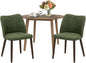 COLAMY 3-Piece Extendable Dining Table Set for 2, 36" Kitchen Round Wood Table with 2 Wooden Dining Room Chairs,Light Brown/Green