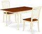 East West Furniture MZDA3-WHI-W 3 Piece Dining Table Set for Small Spaces Contains a Rectangle Dining Room Table with Dropleaf and 2 Wooden Seat Chairs, 36x54 Inch, Buttermilk & Cherry