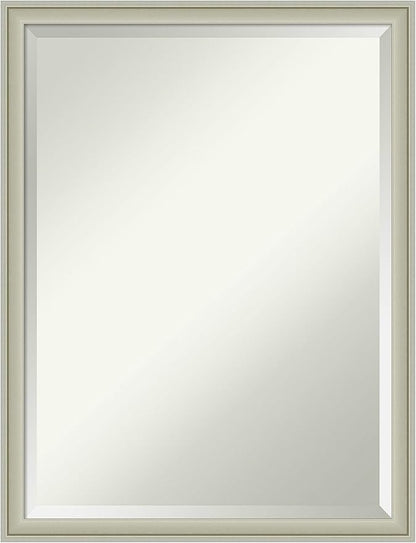 Amanti Art Silver Bathroom Mirror for Over Sink, 26x20 Florence Silver Rectangle Vanity Mirror, Medium Casual Frame, Hangs Horizonally and Vertically, Bathroom Wall Decor, Beveled Edge from WI, USA