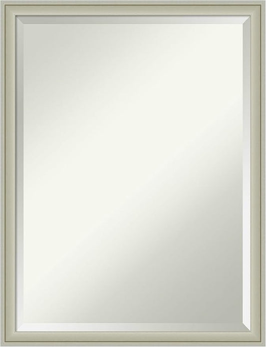 Amanti Art Silver Bathroom Mirror for Over Sink, 26x20 Florence Silver Rectangle Vanity Mirror, Medium Casual Frame, Hangs Horizonally and Vertically, Bathroom Wall Decor, Beveled Edge from WI, USA