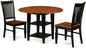 East West Furniture SUWE3-BCH-W 3 Piece Dining Room Furniture Set Contains a Round Kitchen Table with Dropleaf & Shelves and 2 Dining Chairs, 42x42 Inch, Black & Cherry