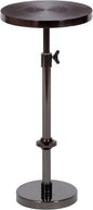 Kate and Laurel Engles Transitional Adjustable-Height Pedestal Drink Table; 10 x 10 x 30; Gray Gunmetal; Vintage Round Indoor Metal Plant Stand with Embossed Sunburst Pattern