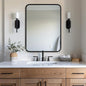 ANDY STAR 24x32 INCH Black Bathroom Mirror, Black Bathroom Vanity Mirrors for Wall, Rounded Rectangle Mirror for Bathroom, Tube Metal Frame, 1’’ Deep Wall Mounted Vertical/Horizontal