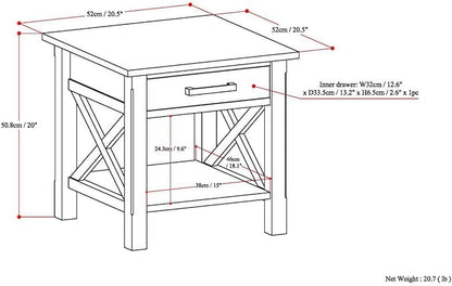 SIMPLIHOME Kitchener SOLID WOOD 21 inch Wide Square Contemporary End Side Table in Light Golden Brown for the Living Room and Bedroom