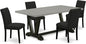 East West Furniture V697AB624-5 5 Piece Dining Table Set Includes a Rectangle Dining Room Table with V-Legs and 4 Black Color Linen Fabric Upholstered Chairs, 40x72 Inch, Multi-Color