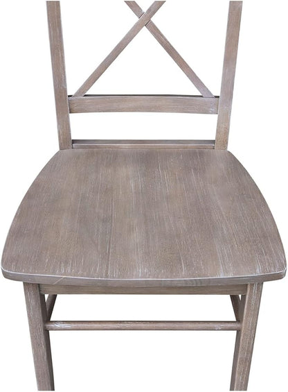X-Back Dining Chairs Set of 2 Washed Gray Taupe Solid Wood Parawood Construction, Stylish and Comfortable Chairs for Kitchen/Dining, 18.9"W x 22.2"D x 36.9"H, 225 lb Weight Capacity