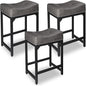 Counter Height Bar Stools Set of 3, Stools for Kitchen Island Set of 3, 24 Inch Counter Stool Saddle Backless Barstools for Kitchen Counter -Grey