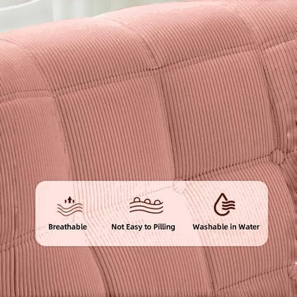 Bean Bag Chair - Memory Foam Bean Bag Chair for Adults, Comfy High-Resilience Single Sofa, Small Space Floor Chair, Chaise Lounge for Living Room, Bedroom (Pink, Square + Ottoman)